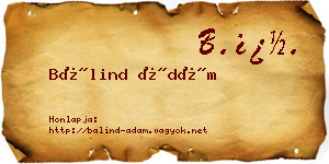 Bálind Ádám névjegykártya